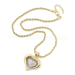 Heart Brass Micro Pave Clear Cubic Zirconia Pendant Necklaces for Women&nbsp;NJEW-S385-04B-G