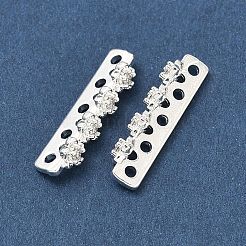 Brass Micro Pave Clear Cubic Zirconia Spacer Bars&nbsp;KK-Z139-11S-02