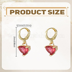 1 Pair Brass Heart Dangle Leverback Earrings&nbsp;EJEW-LP0007-015