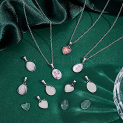 30Pcs 3 Styles 304 Stainless Steel Pendant Cabochon Settings&nbsp;STAS-UN0064-65