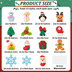 30Pcs 15 Styles Christmas Theme Opaque Resin Cabochons&nbsp;CRES-BC0001-08