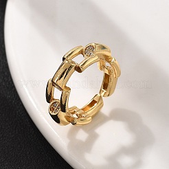 Brass Micro Pave Clear Cubic Zirconia Finger Rings for Women&nbsp;RJEW-S622-10G