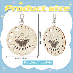 6Pcs Wood Knitting Needle Gauge Guide Pendant Decorations&nbsp;HJEW-BC00112
