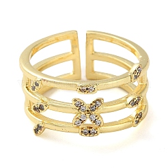 Rack Plating Brass Micro Pave Cubic Zirconia Open Cuff Rings&nbsp;RJEW-K266-09C-G