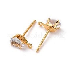 Brass Micro Pave Cubic Zirconia Stud Earring Findings&nbsp;KK-F898-14A-G