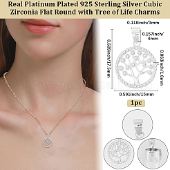 1Pc Rhodium Plated 925 Sterling Silver Pendants&nbsp;STER-BBC0008-33