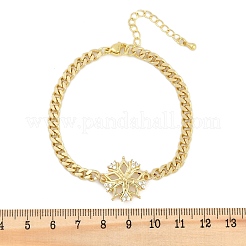 Brass Micro Pave Clear Cubic Zirconia Link Bracelets&nbsp;LS-BJEW-M050-03G-03
