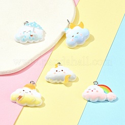 5Pcs 5 Colors Opaque Resin Pendants&nbsp;RESI-FS0001-67B