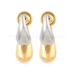 Two Tone Teardrop Brass Stud Earrings for Women&nbsp;EJEW-U055-04GS