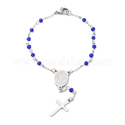 Glass Beads Rosary Bracelets&nbsp;BJEW-A032-04P-03