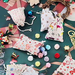 20Pcs 4 Styles Christmas Cotton Fabric Cloth Bag&nbsp;ABAG-TA0002-11