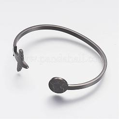 304 Stainless Steel Cuff Bangles&nbsp;BJEW-N0028-02B