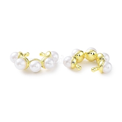 Brass Ring Cuff Earrings with ABS Imitation Pearl Beaded&nbsp;EJEW-D088-15G
