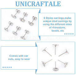 84Pcs 6 Style 201 Stainless Steel Stud Earring Findings&nbsp;STAS-UN0057-42