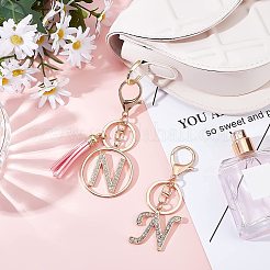 2Pcs 2 Style Alloy Rhinestone Keychain Sets&nbsp;KEYC-WR0001-01N