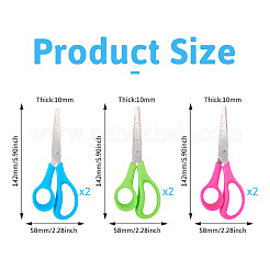 6Pcs 3 Colors Plastic Handle Stainless Steel Mini Scissors&nbsp;TOOL-TA0001-10
