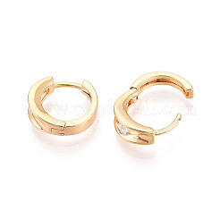 Brass Micro Pave Clear Cubic Zirconia Hoop Earrings&nbsp;EJEW-T048-46G