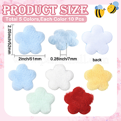 50Pcs 5 Colors Single Face Wool Fibre Cabochons&nbsp;FIND-SC0020-33