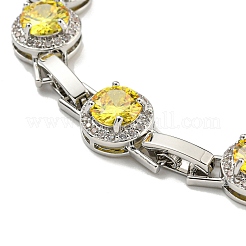 Flat Round Glass Link Chain Bracelets&nbsp;BJEW-H604-02P-04