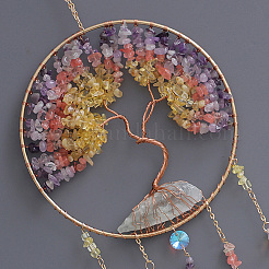 Iron & Brass & Crystal Glass Sun Catcher Pendants&nbsp;HJEW-K049-02