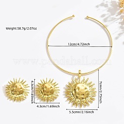 Iron & Aolly Sun Stud Earrings & Pendant Choker Necklaces Sets&nbsp;WG453E0-01