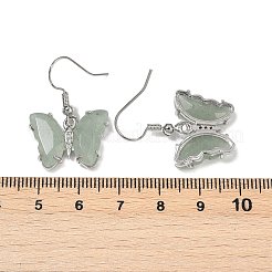 Natural Green Aventurine Brass Dangle Earrings&nbsp;EJEW-M081-01P-04