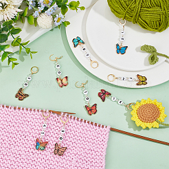 18Pcs 9 Styles Butterfly Acrylic & Alloy Enamel Pendant Locking Stitch Markers&nbsp;HJEW-SC00097