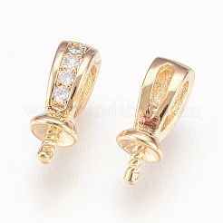 Brass Cup Pearl Peg Bails Pin Pendants&nbsp;KK-P150-17G
