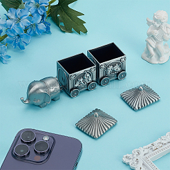 Tibetan Style Zinc Alloy Elephant Train Engraved My First Curl/Tooth Boxes&nbsp;CON-WH0089-108AS