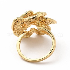 Cubic Zirconia Flower Finger Ring&nbsp;RJEW-G281-02G