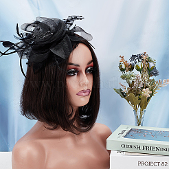 Polyester Mesh Veil Hair Bands&nbsp;OHAR-WH0034-12A