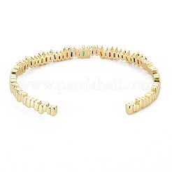 Brass Micro Pave Colorful Cubic Zirconia Cuff Bangle&nbsp;BJEW-T020-01-NF