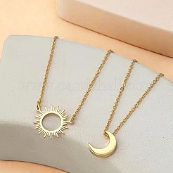 2Pcs Sun & Moon Alloy Pendant Necklaces&nbsp;FS-WGC7774-01