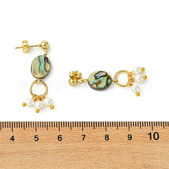 Abalone Shell/Paua Shell & Shell Pearl Beads Dangle Earrings&nbsp;EJEW-JE07327