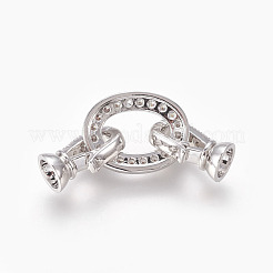 Brass Micro Pave Cubic Zirconia Fold Over Clasps&nbsp;KK-P164-18P