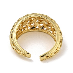 Grid Hollow Brass Open Cuff Rings for Women&nbsp;RJEW-Z050-11G