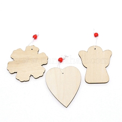 Christmas Themed Plywood with Hemp Rope Big Pendants&nbsp;WOOD-TAC0010-13