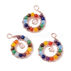 Natural Mixed Stone Brass Big Pendants&nbsp;FIND-E023-03