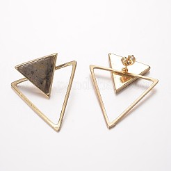 Natural Labradorite Ear Studs&nbsp;EJEW-G147-C04