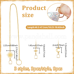 9Pcs 3 Style Brass & Stainless Steel Hanging Ornaments&nbsp;HJEW-NB00312