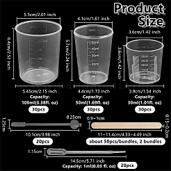 90Pcs 3 Styles Plastic Measuring Cup with 20Pcs Disposable Plastic Transfer Pipettes&nbsp;FIND-OC0014-01