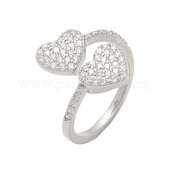 Brass Micro Pave Cubic Zirconia Cuff Rings for Women&nbsp;RJEW-C129-12P