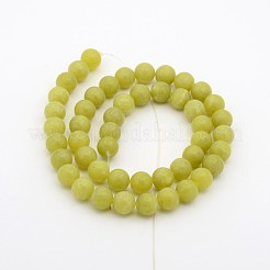 Natural Olive Jade Round Bead Strands&nbsp;G-P070-34-8mm