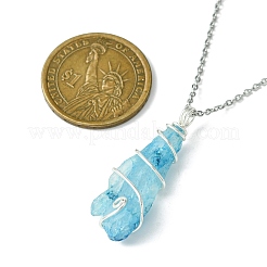 Electroplated Natural Quartz Crystal Prism Copper Wire Wrapped Pendant Necklaces&nbsp;NJEW-JN05027-02