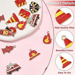 16Pcs 8 Styles Firefighting Theme Alloy Enamel Pendants&nbsp;ENAM-YW0009-28