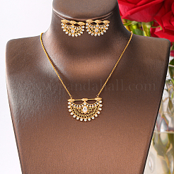 Brass Micro Pave Clear Cubic Zirconia Moon Pendant Necklaces & Stud Earrings Sets for Women&nbsp;ON6272
