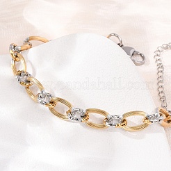 8MM Duo Tone 304 Stainless Oval Link Chain Bracelets&nbsp;SA-CBA725A-27GP