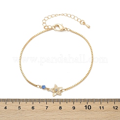 Brass Micro Pave Cubic Zirconia Birthday Flower Link Bracelets&nbsp;BJEW-U031-01G-12