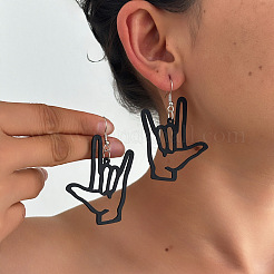 I Love U Sign Iron Dangle Earrings&nbsp;FS-WG00DBD-01