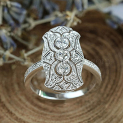 Retro Brass & Cubic Zirconia Finger Rings&nbsp;FS-WGF6FC6-01